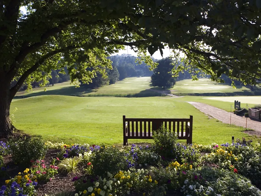 Bench and fairway view at Moss Vale Golf Club